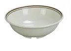 image of Yanco SS-507 - 7" Round Melamine Soup Bowl, 32 oz, Beige with Brown Band, Dishwasher Safe - Dozen