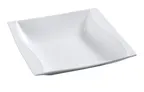 image of Yanco SW-304 Wave Dessert Dish, 2 oz, 3-3/4" x 3-3/4" Porcelain Bone White, Dishwasher Safe - Dozen