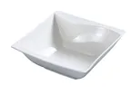 image of Yanco SW-504 Sea Wave Dessert Bowl, 5 Oz, 4" x 4" Square Porcelain, Bone White, Wavy Rim - Dozen