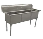 image of Serv-Ware D3CWP1818-V 59" Three Compartment Sink, 18"W x 18"L Bowl Without Drainboard