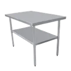 image of Serv-Ware T1836CWP-4-V 36" Open Base Work Table with Undershelf - Without Backsplash / 18 Gauge Top