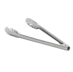 image of Vollrath 47110 Utility Tongs – 9½" Economy Stainless Steel, 24 ga., Non‑Coated Handle, 3‑9" Range