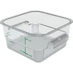 image of Carlisle 1195007 Square 2 Qt Clear Polycarbonate Food Container, NSF, Made In USA