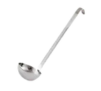 image of Vollrath 4980410 4‑Oz Ladle, 18/8 Stainless Steel, 12‑5/8" Satin Hooked Handle, 3‑3/8" Bowl, NSF Certified
