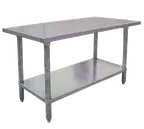 image of Omcan USA 17586 48" Open Base Work Table with Open With Undershelf, Flat Top / 18 Gauge Top