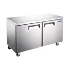 image of Norpole NE2F-48UC 47" 2-Door Undercounter Freezer, Stainless Steel, 12 cu. ft.
