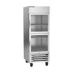 image of Beverage Air HBF23HC-1-HG 27" 1-Section Reach-In Freezer, 2 Half Glass Doors, Bottom Mount, 23.32 cu. ft., Stainless Steel