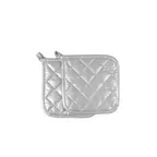 image of Chef Revival PHS7SL-2 Non-stick Silicone Pot Holder, 7" Square, Silver, 350°F - 1 Pair