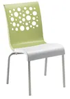 image of Grosfillex US835724 Stacking Side Chair, Resin Back with Circles Cutout, Resin Seat, Tubular Steel Base