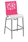 image of Grosfillex US836725 Tempo Stacking Barstool, Resin Back & Seat, Tubular Steel Base, Pink/White