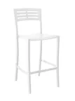 image of Grosfillex UT739096 Vogue Stacking Barstool, Armless, Glacier White, Aluminum Seat, Resin Slat Back