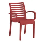 image of Grosfillex UT945414 Astoria Stacking Armchair, 23.6"W x 23.4"D x 34.7"H, Red Polypropylene, UV Resistant