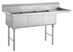 image of Hubert 29N-056 Kratos® 3 Compartment Sink, 18 Ga, 69"W X 26"D X 43.5"H, Bowl