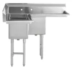 image of Hubert 29N-060 Kratos® 3 Comp. Corner Sink, 44.5"W X 20"D X 43.75"H, 16 Ga