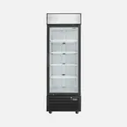 image of Hurakan HKN-MRC19R1S 27" 1-Section Glass Door Merchandiser Refrigerator, 19.2 cu ft, Black Pre‑Coated Steel