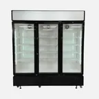 image of Hurakan HKN-MRC56F3S 81" 3-Section Glass Door Freezer Merchandiser, 55.7 cu.ft., Black