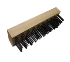 image of Omcan USA 10451 Wooden Block Brush #15, No Handle, Wood Handle, Steel Bristles, 9" x 4" Head Size