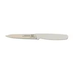 image of Omcan USA 11499 Paring Knife, 4" Spear Point Stamped, Stainless Steel Blade, White Poly Handle