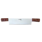 image of Omcan USA 11518 Cheese Knife – 14" Forged Stainless Steel Blade, Double Wood Handles, 14"-16" Length