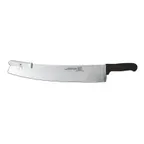 image of Omcan USA 11519 Pizza Rocker Knife - 16" Black Handles, Plastic/Poly, Stainless Steel Blade