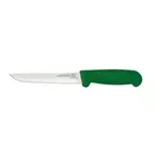 image of Omcan USA 11677 Boning Knife 6" Straight Stainless Steel Blade, Green Polypropylene Handle, Stamped