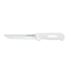 image of Omcan USA 11717 Boning Knife – 6" Straight Stainless Steel Blade, White Plastic Handle, Stamped