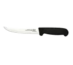 image of Omcan USA 11758 Boning Knife – 6" Curved Stainless, Black Plastic Stamped Handle, 6"‑7" Blade Length