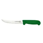 image of Omcan USA 11780 Boning Knife, 6" Curved Stainless Steel Blade, Green Plastic Handle, Stamped