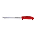 image of Omcan USA 11851 Fillet Knife, 8" Straight Blade, Stamped, Red Plastic Handle, Kitchen Cutlery