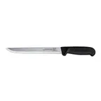 image of Omcan USA 11854 Fillet Knife, 8" Straight Light Gauge Blade, Stamped Black Plastic Handle