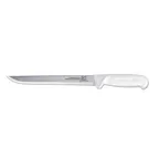 image of Omcan USA 11856 Fillet Knife – 8" Straight Blade, Stamped Construction, White Plastic Handle