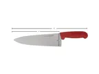 image of Omcan USA 12008 Chef Knife - 8" Stamped Blade, Steel, Red Polypropylene Handle, 7-9" Length