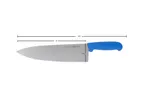 image of Omcan USA 12097 Chef Knife - 10" Medium Stamped Blade, Stainless Steel, Blue Polypropylene Handle