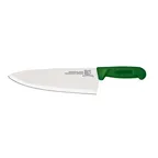 image of Omcan USA 12108 Chef Knife - 10" Stamped Medium Blade, Stainless Steel, Polypropylene Green Handle