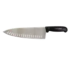 image of Omcan USA 12172 Chef Knife – 10" Stamped Knife, Granton Edge, Black Plastic Handle, Stainless Blade