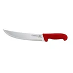 image of Omcan USA 12220 Steak Knife – 10" Curved Stainless Blade, Red Polypropylene Stamped Handle, Cutlery