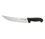 image of Omcan USA 12250 - Stamped 10" Steak Knife, Granton Blade, Plastic Black Handle