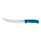 image of Omcan USA 12315 Breaking Knife - 8" Curved Stamped Blade, Stainless Steel, Blue Plastic Handle
