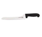 image of Omcan USA 12427 Bread Slicer 9" Wave Edge, Stamped Stainless Steel Blade, Black Plastic Handle
