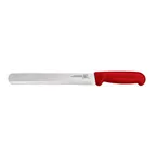 image of Omcan USA 12553 Slicing Knife – 12" Blade, Stamped, Red Polypropylene Handle, Plastic Build