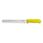 image of Omcan USA 12559 Slicing Knife – 12" Straight Blade, Stamped, Yellow Polypropylene Handle