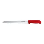 image of Omcan USA 12622 Slicing Knife – 8" Narrow Blade, Stamped Design, Red Polypropylene Handle