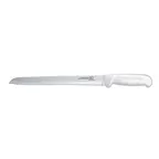image of Omcan USA 12634 Slicing Knife – 8" Narrow Blade, Stamped Style, White Polypropylene Handle