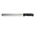 image of Omcan USA 12727 Straight Slicer, 14" Granton Edge, Stamped, Black Plastic Handle, Greban