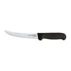 image of Omcan USA 12848 Boning Knife - 6" Curved Stainless Steel Blade, Black Plastic Handle, Stamped Style