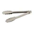 image of Omcan USA 13957 Utility Tongs - 9" Stainless Steel, Non-Coated Handle, Locking Ring, Size 3-9" Range