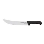 image of Omcan USA 16855 Steak Knife, 10" Curved Granton Blade, Black Plastic Handle, Stamped Style