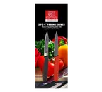 image of Omcan USA 21874 Paring Knife Set – 4" 2‑Edge, Stmpd Spear‑Pt Stainless Blade, Blk Poly Handle – Set