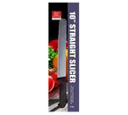 image of Omcan USA 21880 Slicing Knife – 10" Straight Blade, Stamped, Black Plastic/Poly Handle, Packaged