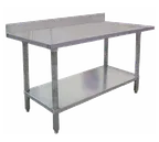 image of Omcan USA 23803 48" Open Base Work Table with Open With Undershelf, 4" Backsplash / 18 Gauge Top